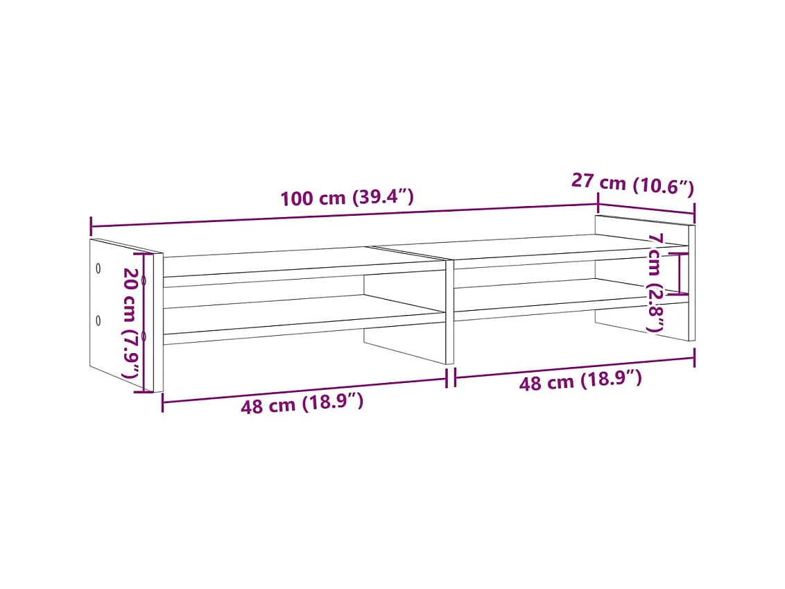 Support de moniteur sonoma gris 100x27x20 cm bois d'ingénierie