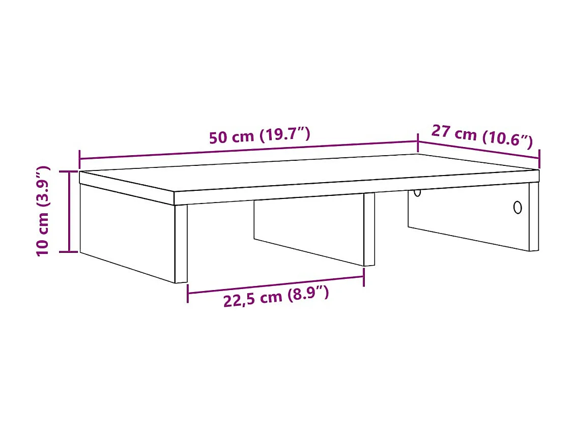 Support de moniteur chêne sonoma 50x27x10 cm bois d'ingénierie