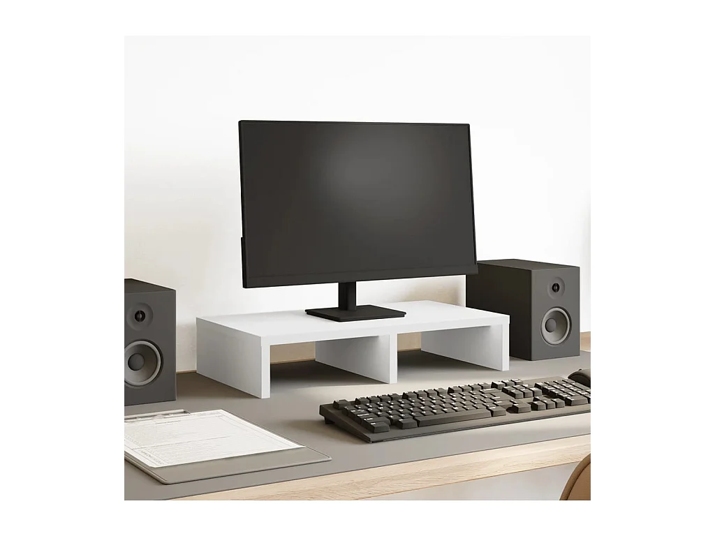 Witte monitorstandaard 50x27x10 cm samengesteld hout