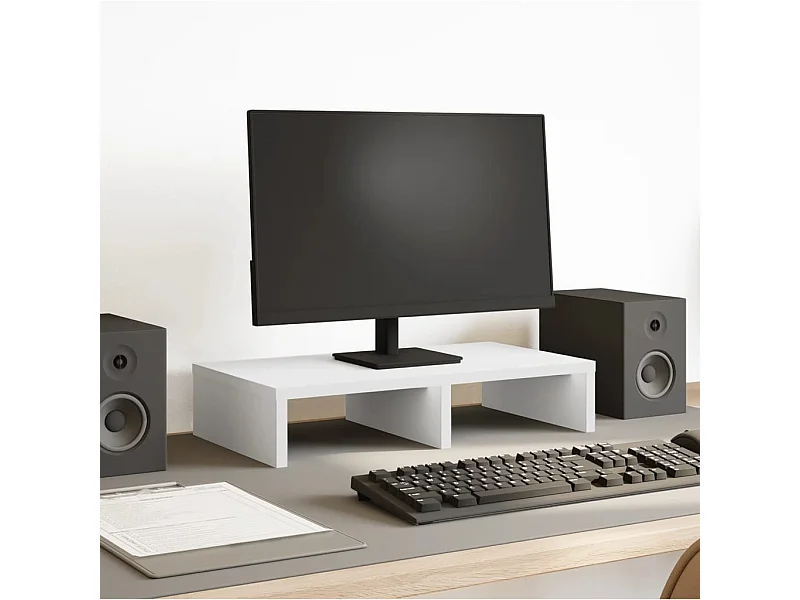 Support de moniteur blanc 50x27x10 cm bois d'ingénierie