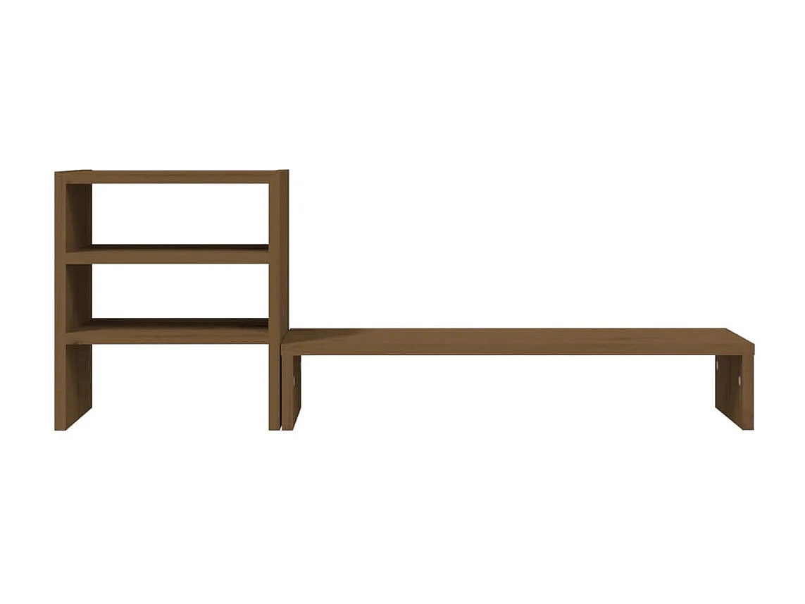 Soporte para monitor Marrón miel 81x20x30 cm Madera maciza de pino