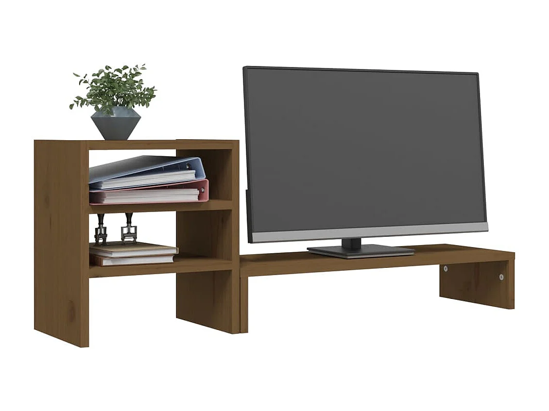Supporto per monitor Marrone miele 81x20x30 cm Legno di pino massiccio
