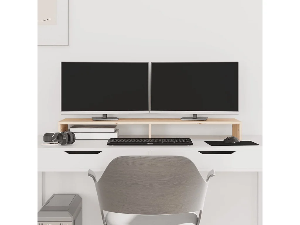 Soporte para monitor 100x27x10 cm Madera maciza de pino