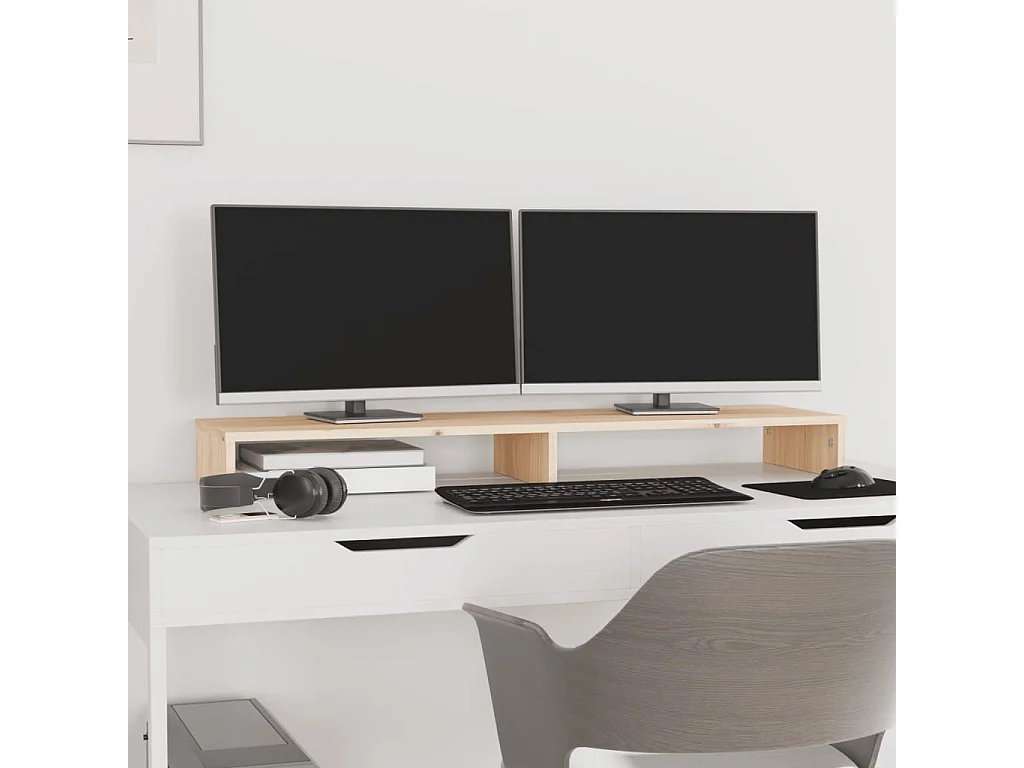 Soporte para monitor 100x27x10 cm Madera maciza de pino