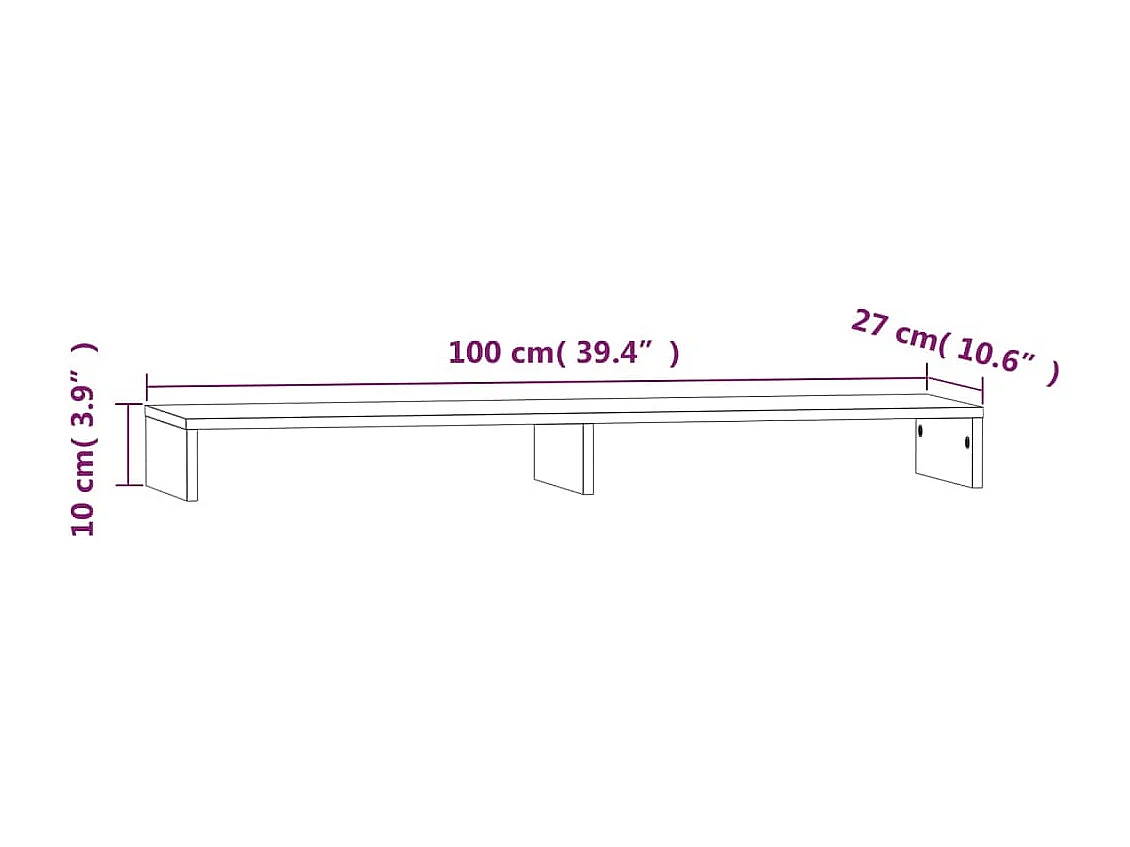 Support pour moniteur 100x27x10 cm Bois de pin solide