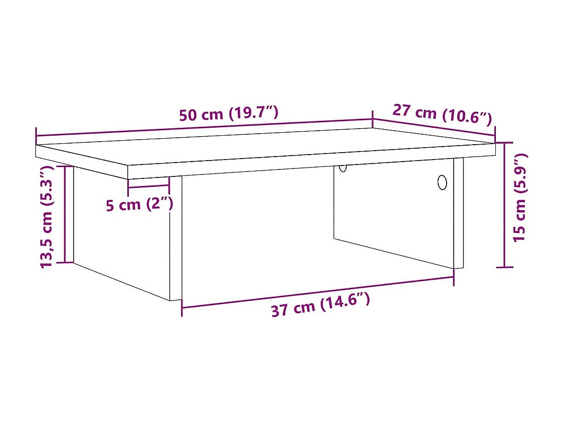 Betongrijze monitorstandaard 50x27x15 cm parket