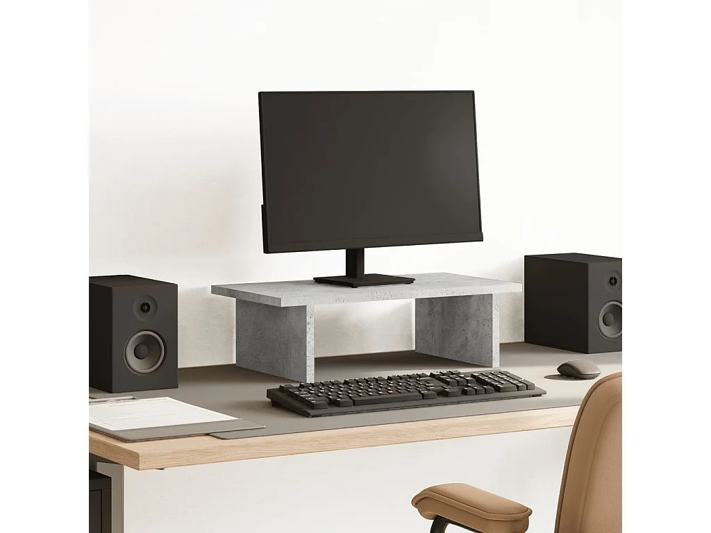 Betongrijze monitorstandaard 50x27x15 cm parket