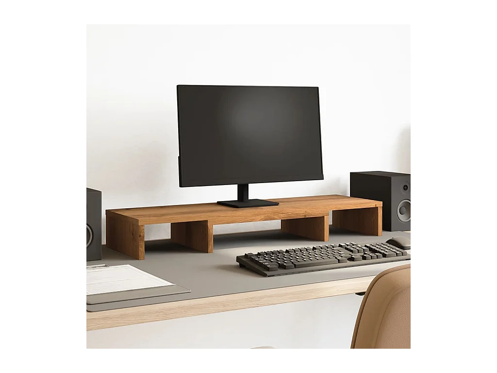 Support de moniteur élévateur réglable chêne artisanal
