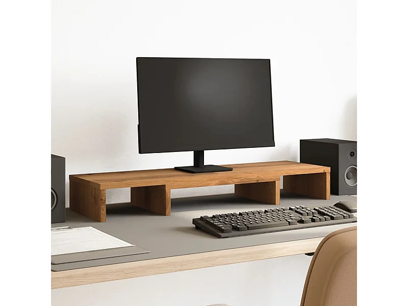 Support de moniteur élévateur réglable chêne artisanal