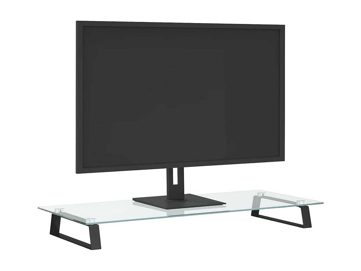 Suporte para monitor preto 80x35x8 cm vidro temperado e metal