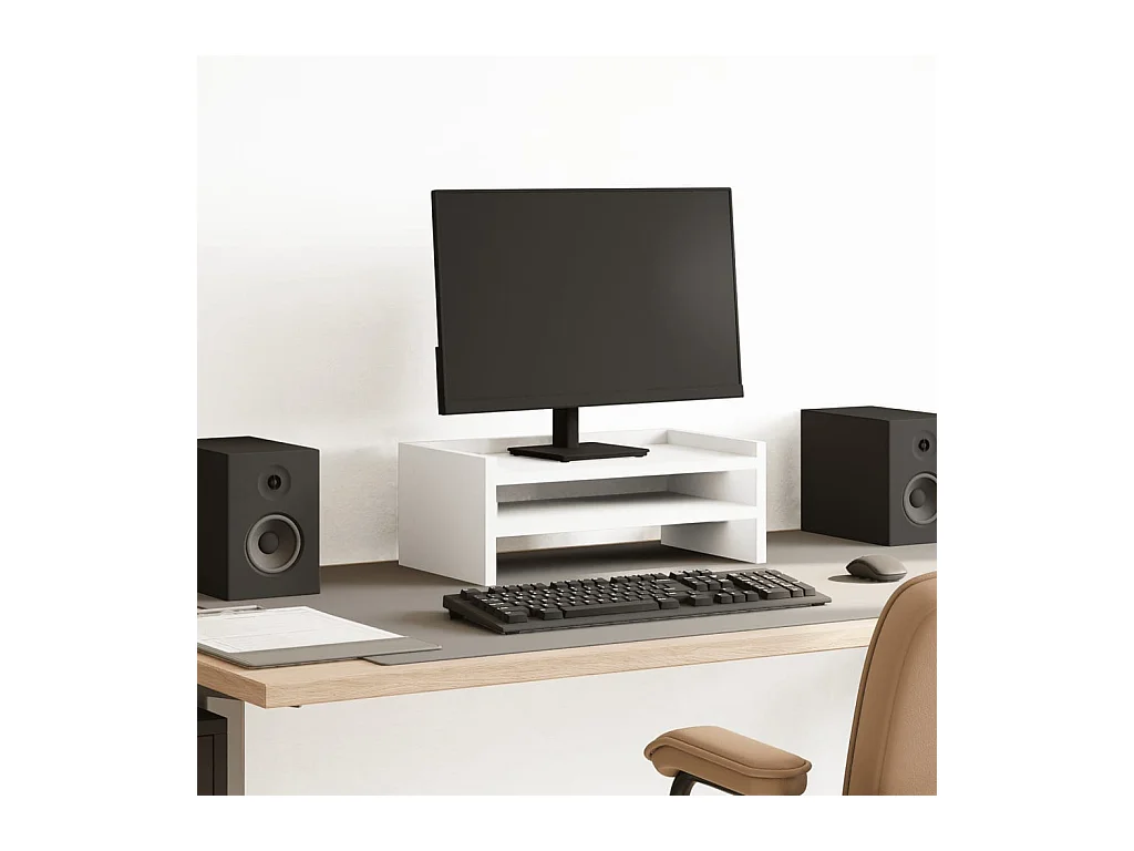 Support de moniteur blanc 42x24x16 cm bois d'ingénierie