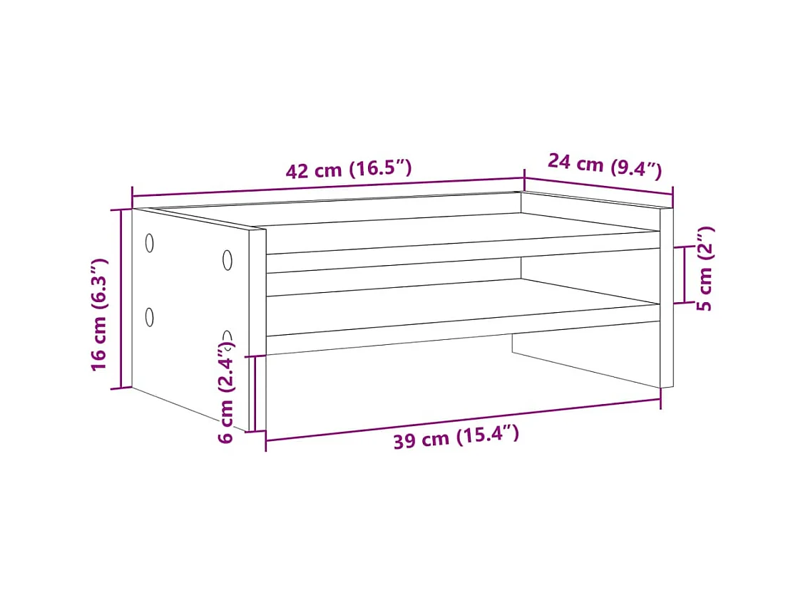 Support de moniteur blanc 42x24x16 cm bois d'ingénierie
