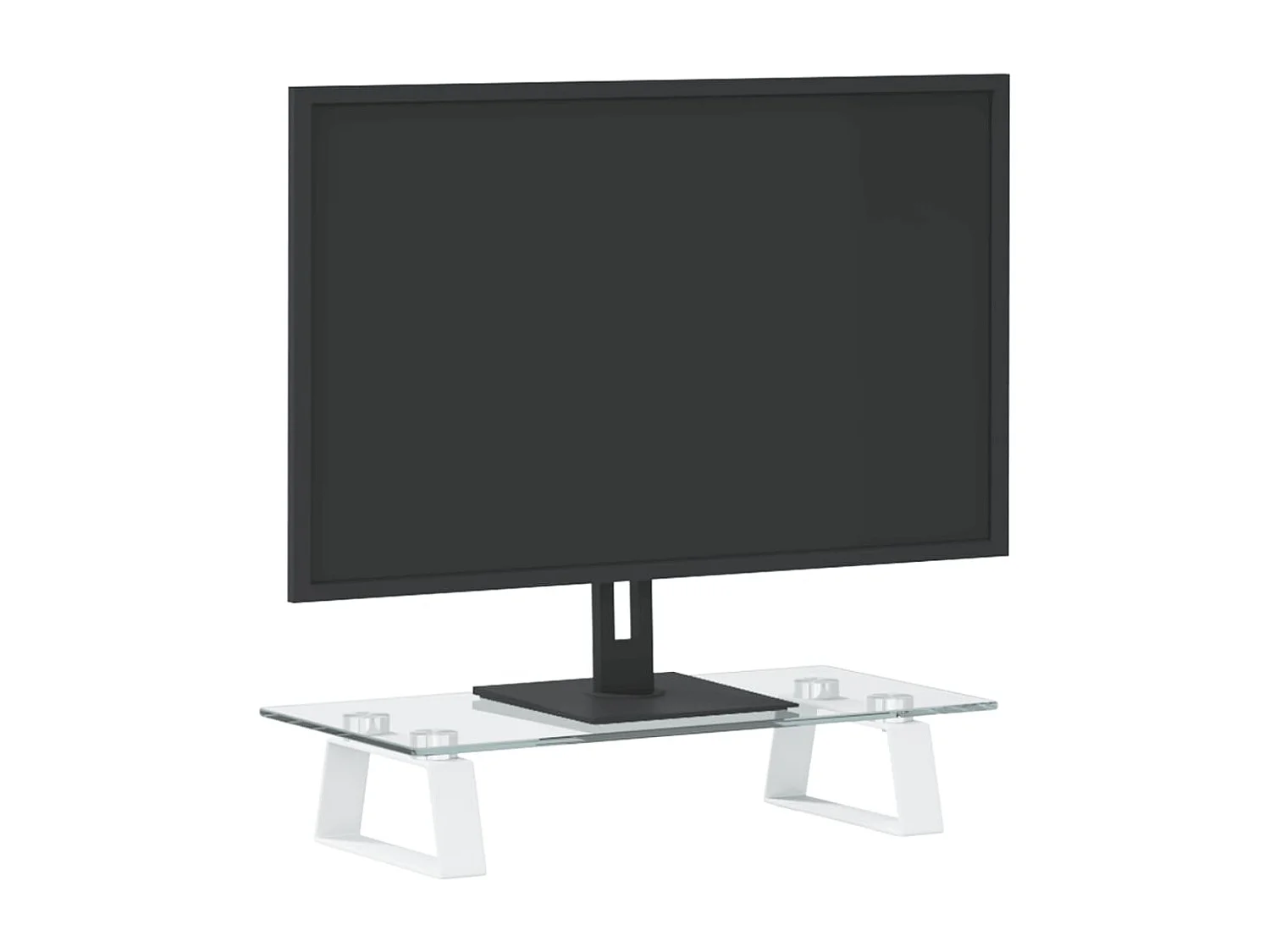 Weißer Monitorständer 40x20x8 cm aus gehärtetem Glas und Metall