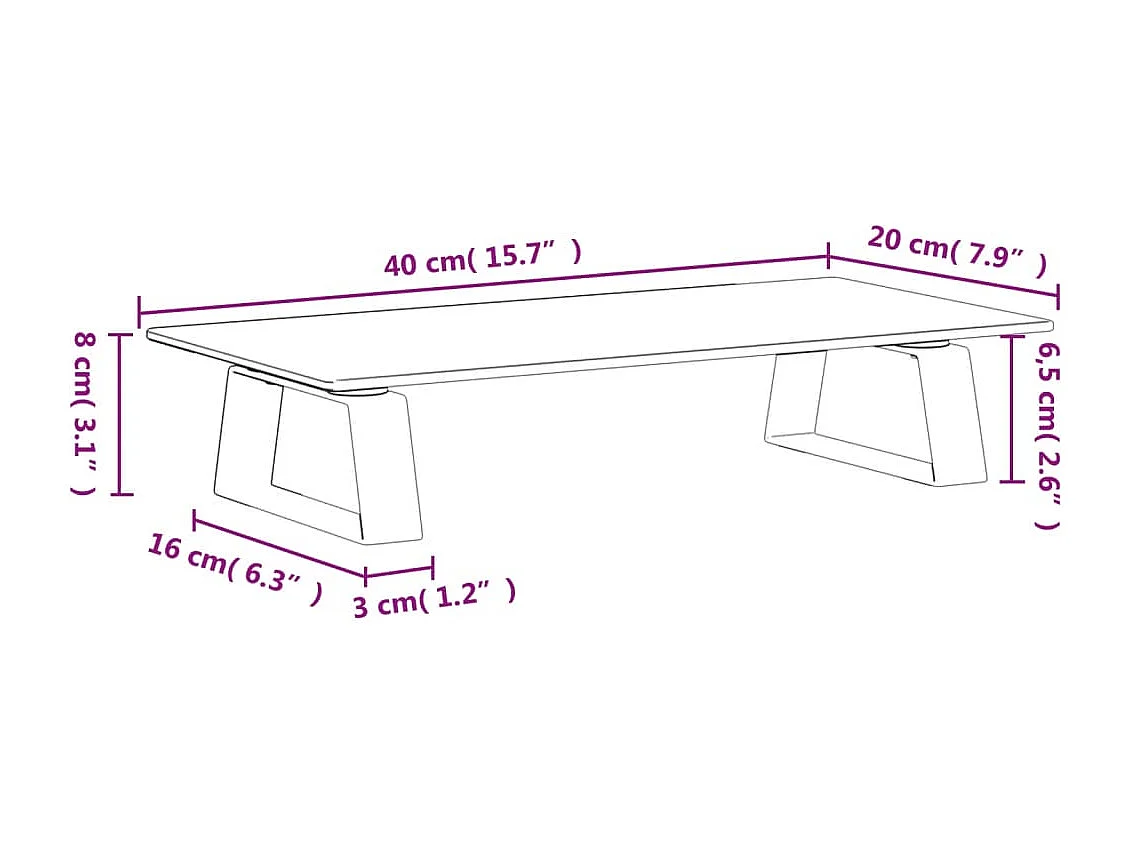 Soporte para monitor blanco 40x20x8 cm vidrio templado y metal