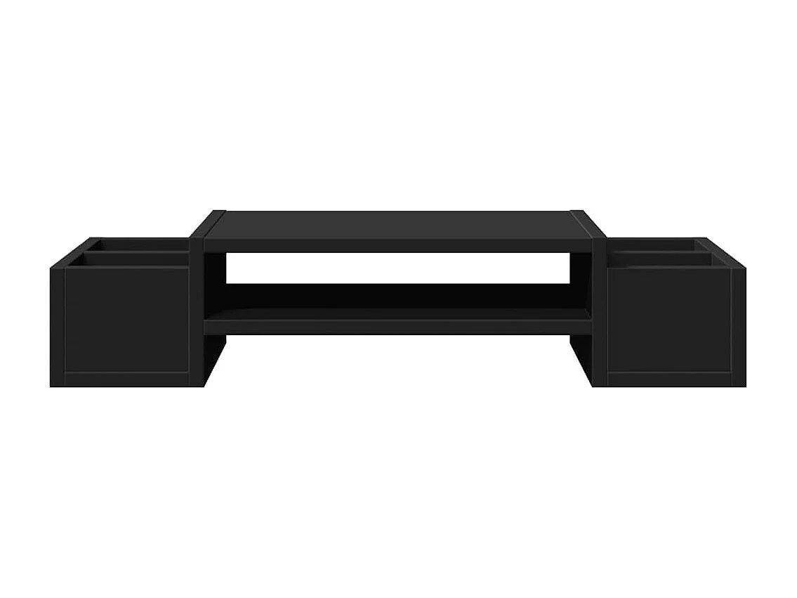 Support de moniteur avec rangement noir bois d'ingénierie