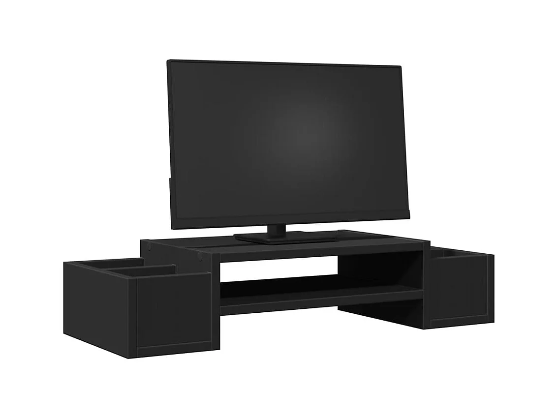 Support de moniteur avec rangement noir bois d'ingénierie