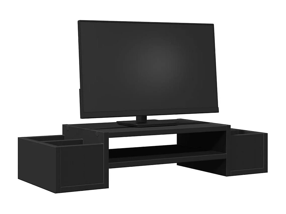 Support de moniteur avec rangement noir bois d'ingénierie