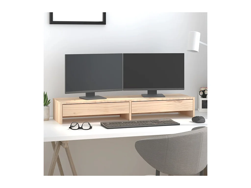 Support pour moniteur 100x27x15 cm Bois de pin solide