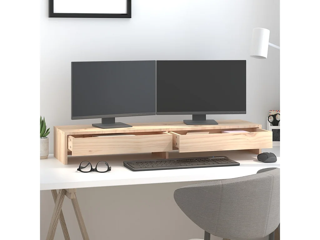 Suporte para monitor 100x27x15 cm Madeira maciça de pinho