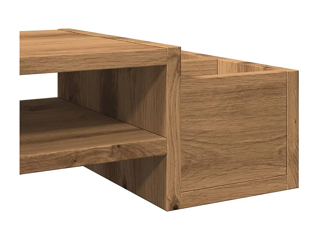 Portamonitor con contenitore rovere artigianale 100x27x15 cm