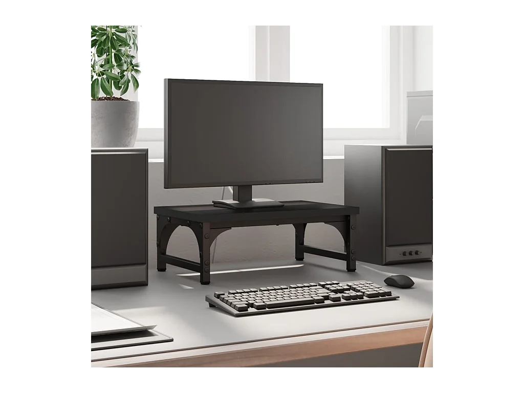 Zwarte monitorstandaard 37x23x14 cm samengesteld hout