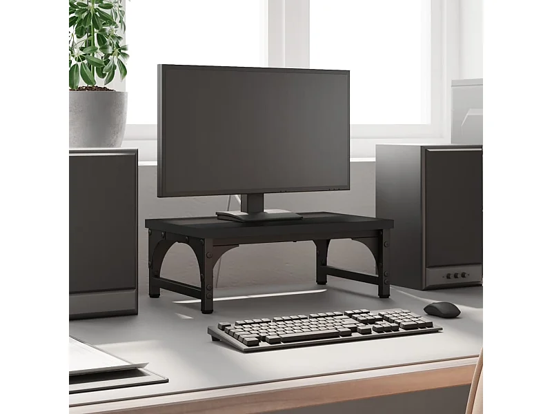 Support de moniteur noir 37x23x14 cm bois d'ingénierie