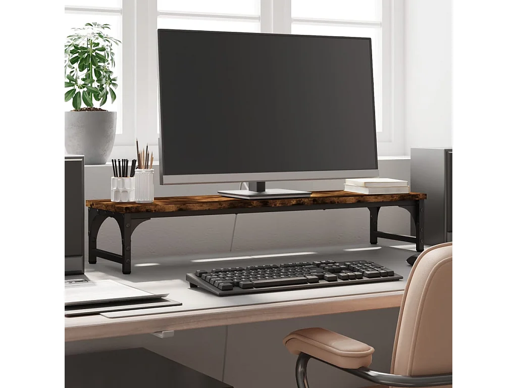 Support de moniteur chêne fumé 85x23x15,5 cm bois d'ingénierie