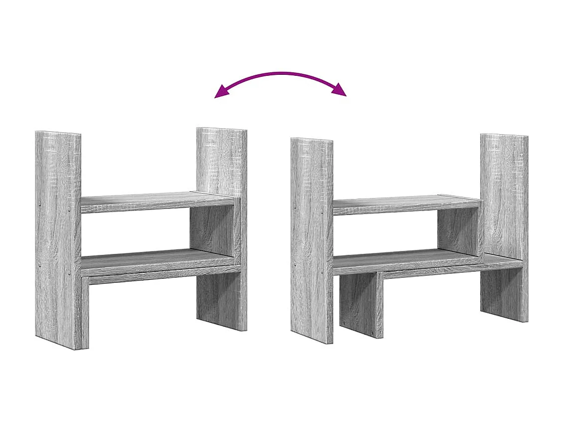 Verstellbarer Schreibtisch-Organizer aus Holzwerkstoff in Sonoma-Grau