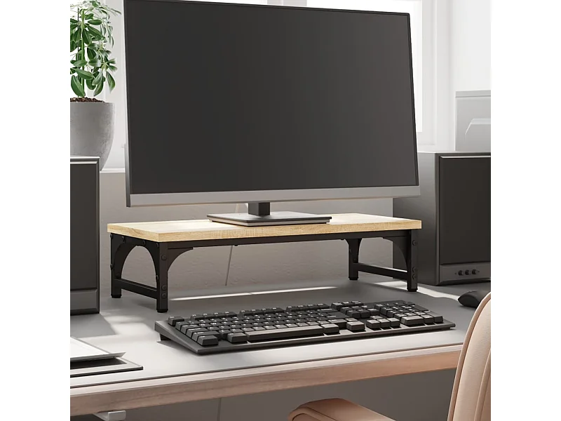 Soporte para monitor roble Sonoma 55x23x14 cm madera contrachapada