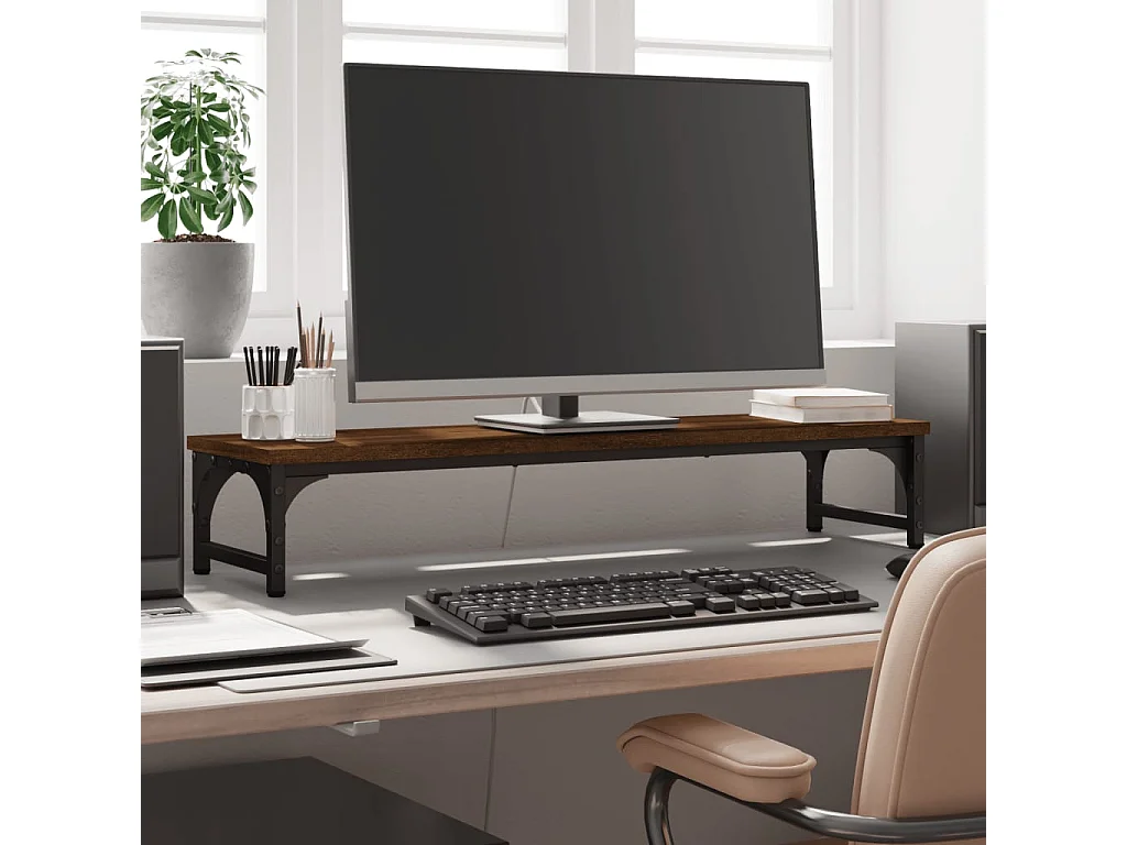 Support de moniteur chêne marron 85x23x15,5cm bois d'ingénierie