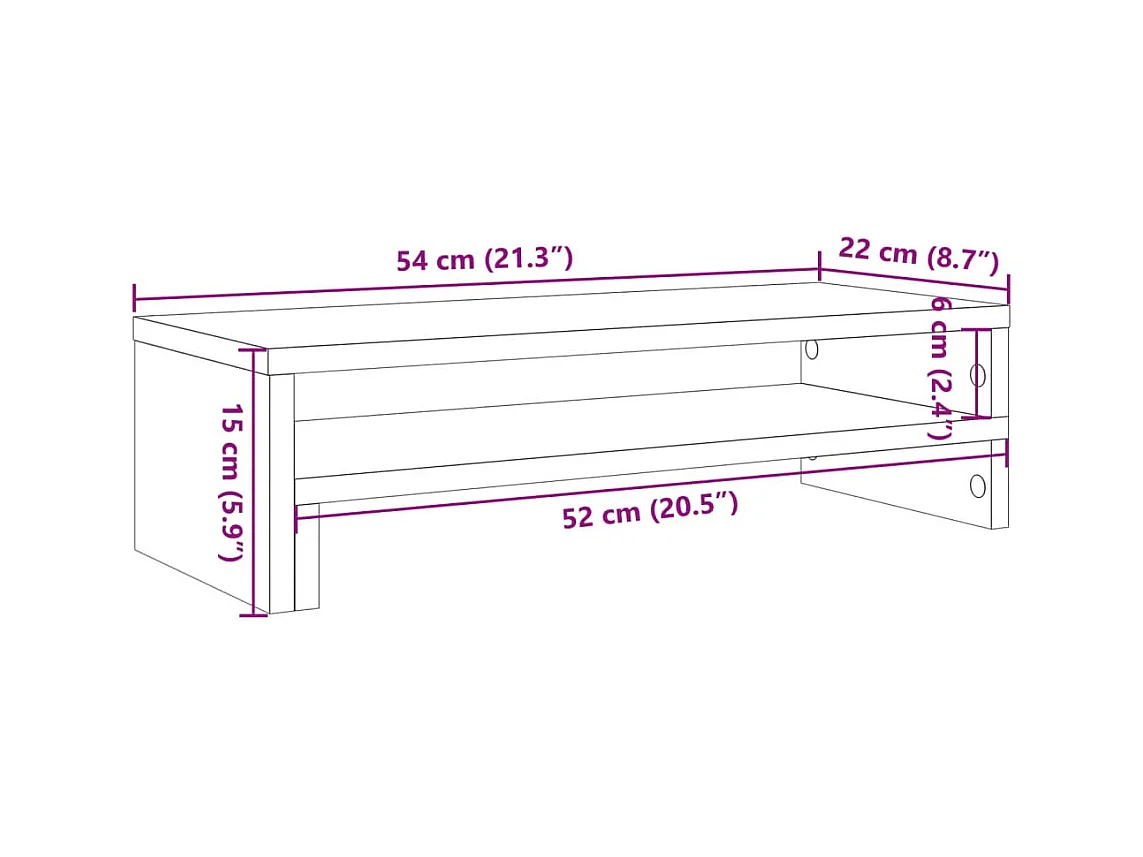 Support de moniteur noir 54x22x15 cm bois d'ingénierie