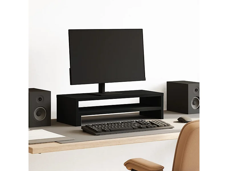 Support de moniteur noir 54x22x15 cm bois d'ingénierie