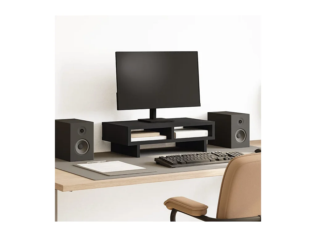 Support de moniteur noir 50x27x15 cm bois d'ingénierie