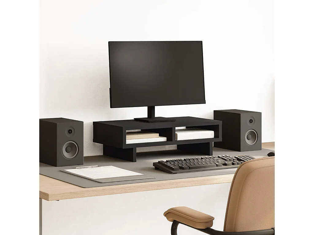 Support de moniteur noir 50x27x15 cm bois d'ingénierie