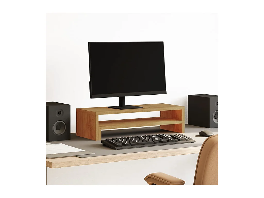 Supporto per monitor artigianale in rovere 54x22x15 cm in derivati del legno
