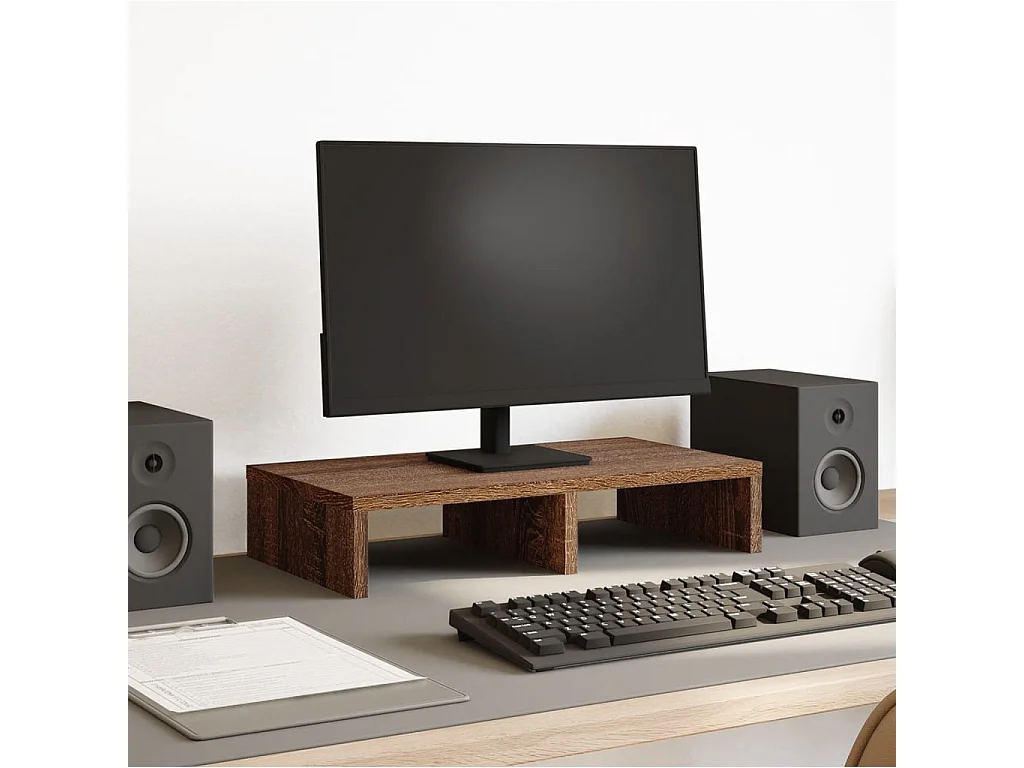 Monitorständer aus brauner Eiche, 50 x 27 x 10 cm, Holzwerkstoff