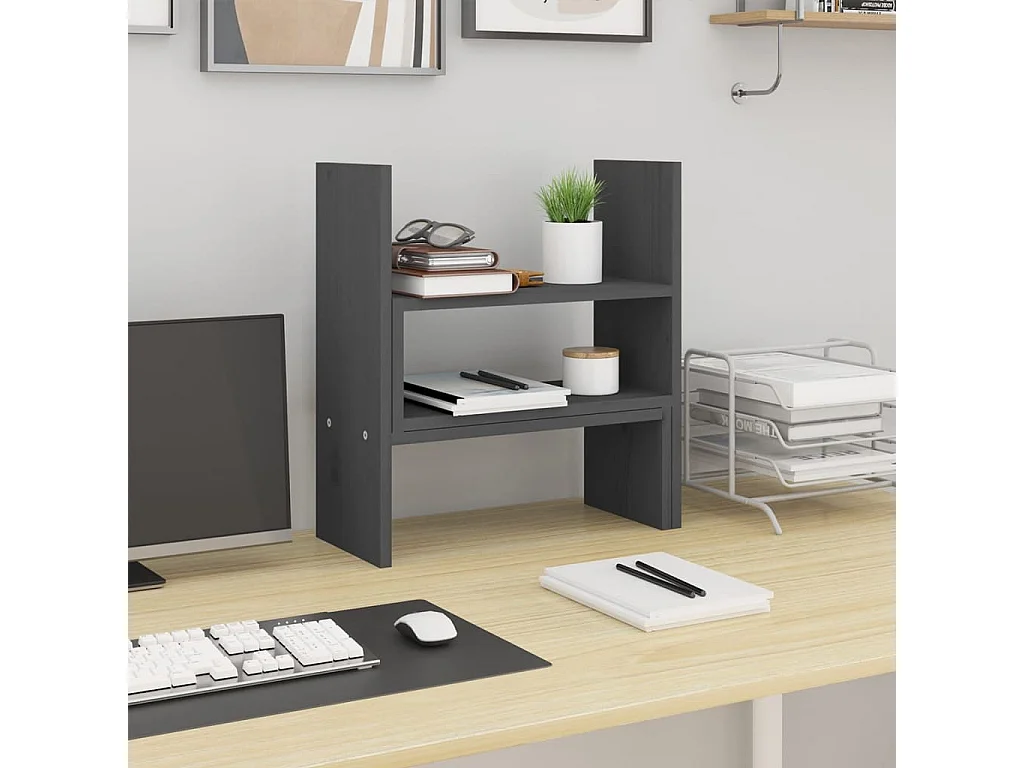 Support pour moniteur Gris (39-72)x17x43 cm Bois de pin solide