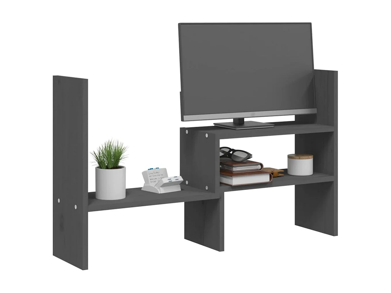 Support pour moniteur Gris (39-72)x17x43 cm Bois de pin solide