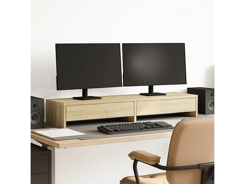 Supporto per monitor con cassetti in MDF rovere Sonoma