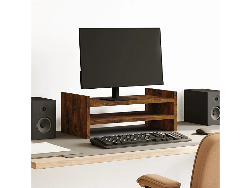 Support de moniteur chêne fumé 50x27x20 cm bois d'ingénierie