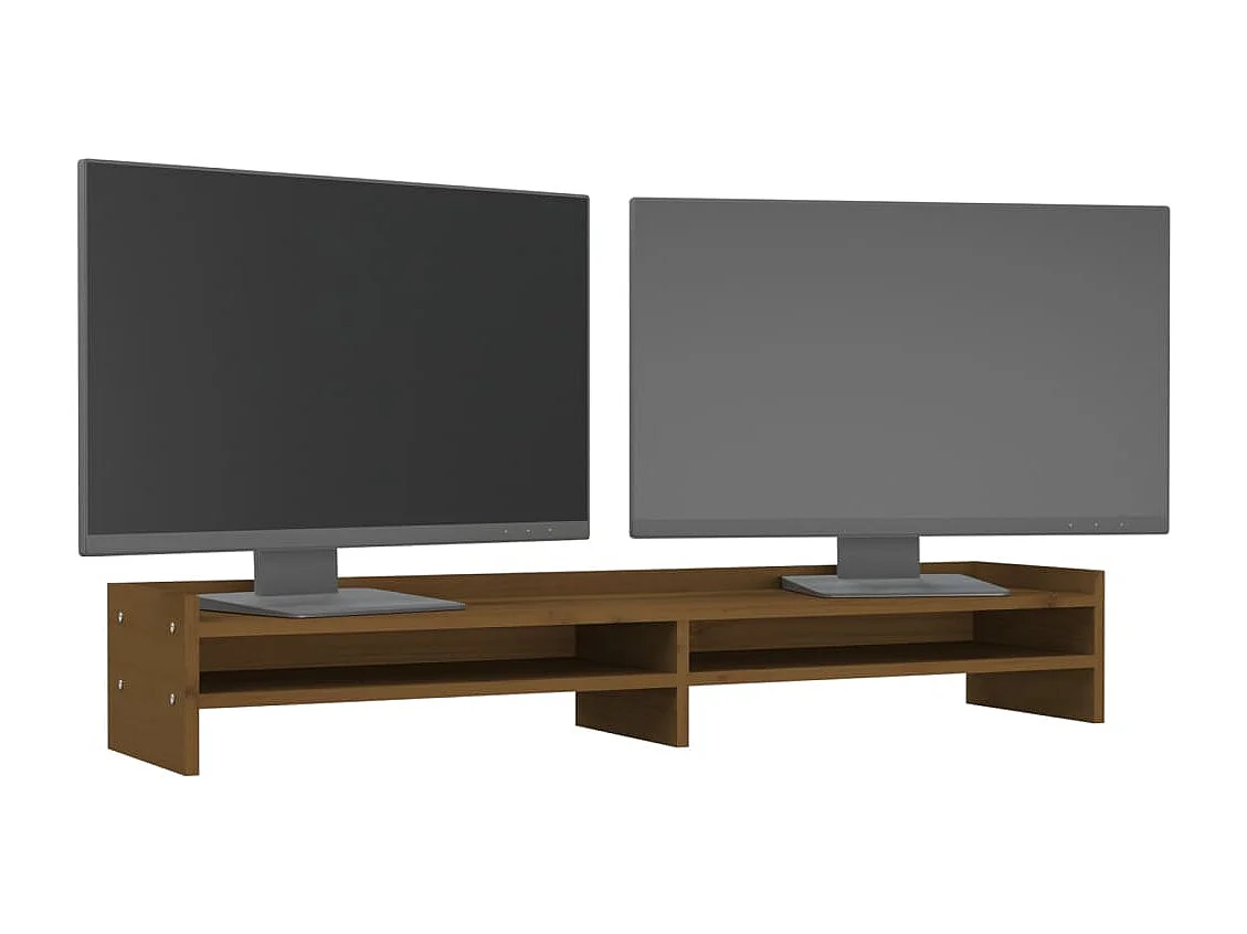 Monitorstandaard Honingbruin 100x24x16 cm Massief grenenhout