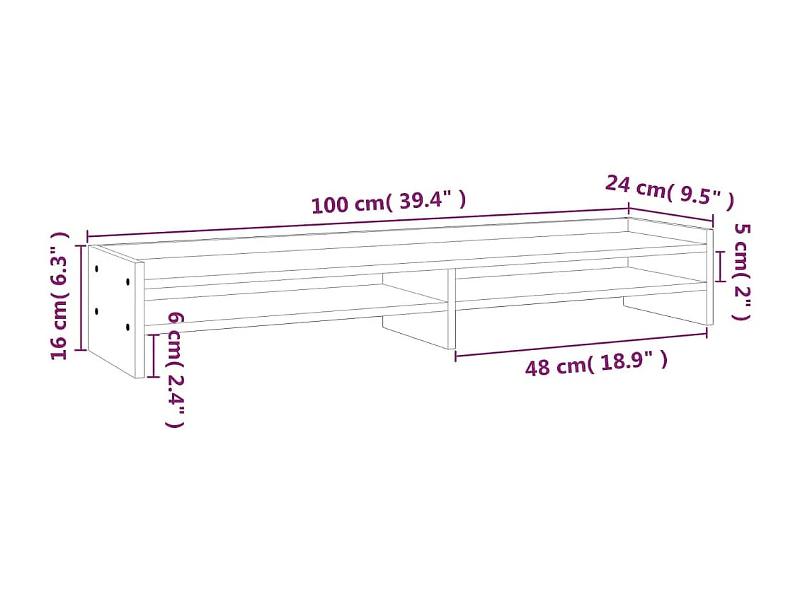 Monitorstandaard Honingbruin 100x24x16 cm Massief grenenhout