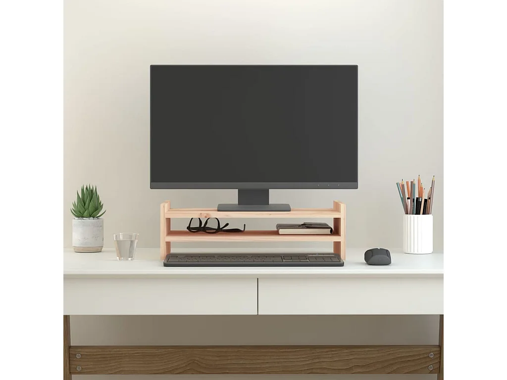 Monitorständer 50x27x15 cm Massives Kiefernholz
