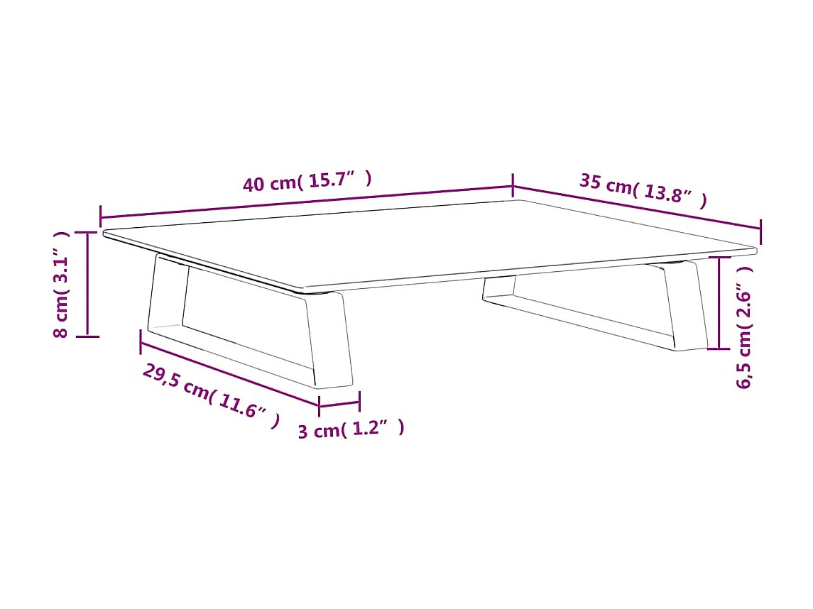 Supporto per monitor nero 40x35x8 cm in vetro temperato e metallo