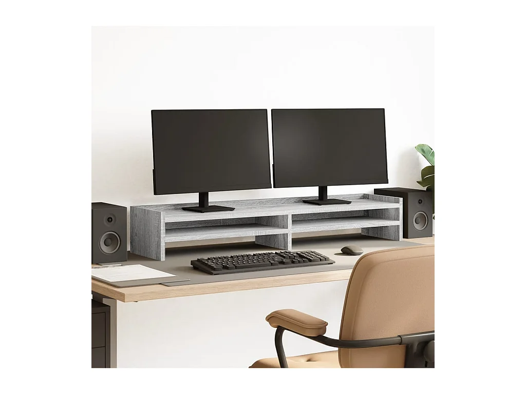 Support de moniteur sonoma gris 100x24x16 cm bois d'ingénierie