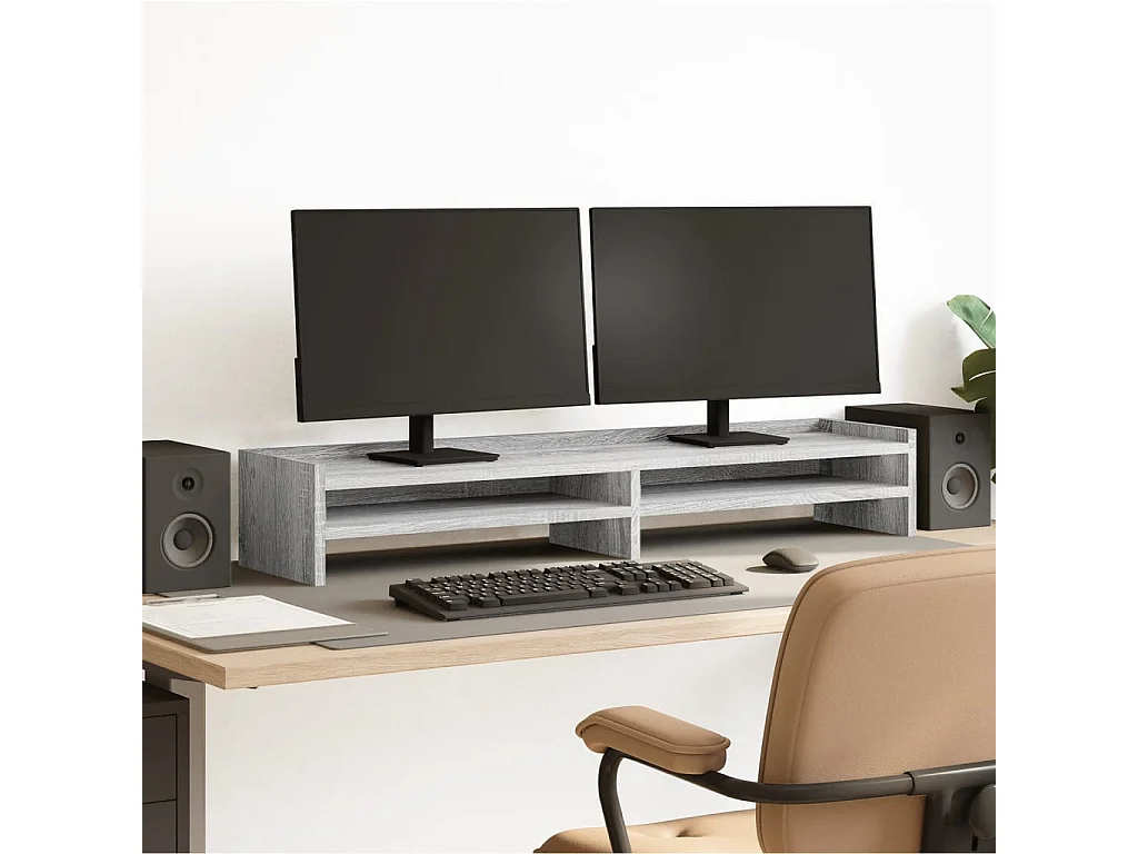 Support de moniteur sonoma gris 100x24x16 cm bois d'ingénierie