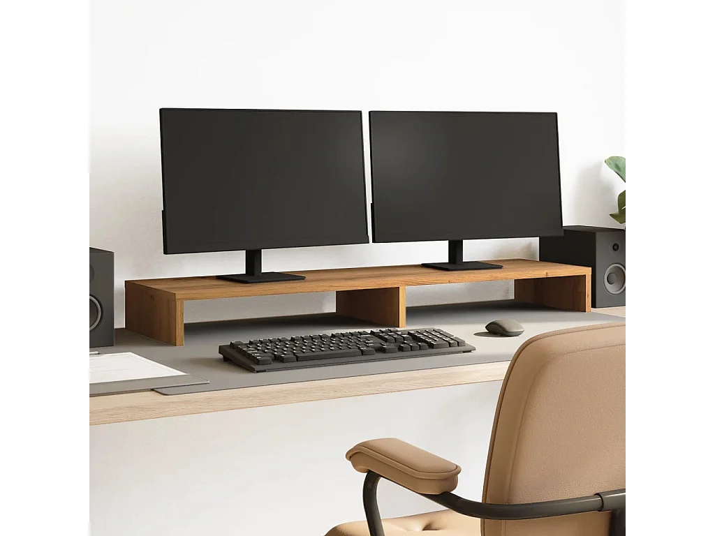 Handgefertigter Monitorständer aus Eichenholz, 100 x 27 x 10 cm, Holzwerkstoff