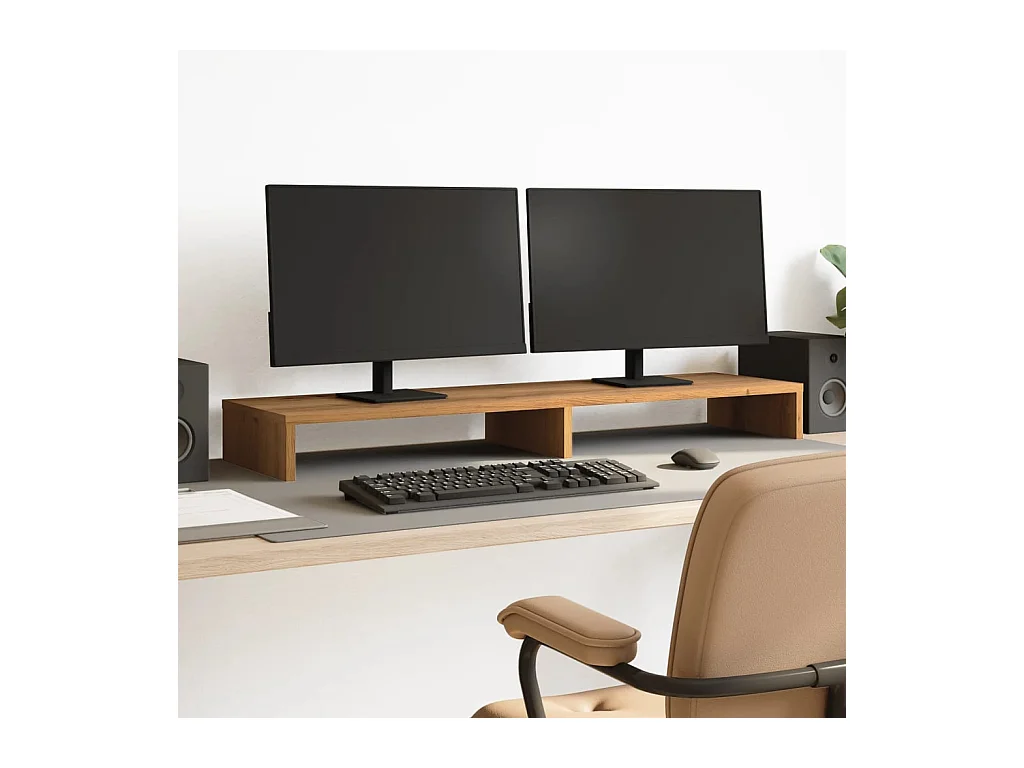 Support de moniteur chêne artisanal 100x27x10cm bois ingénierie