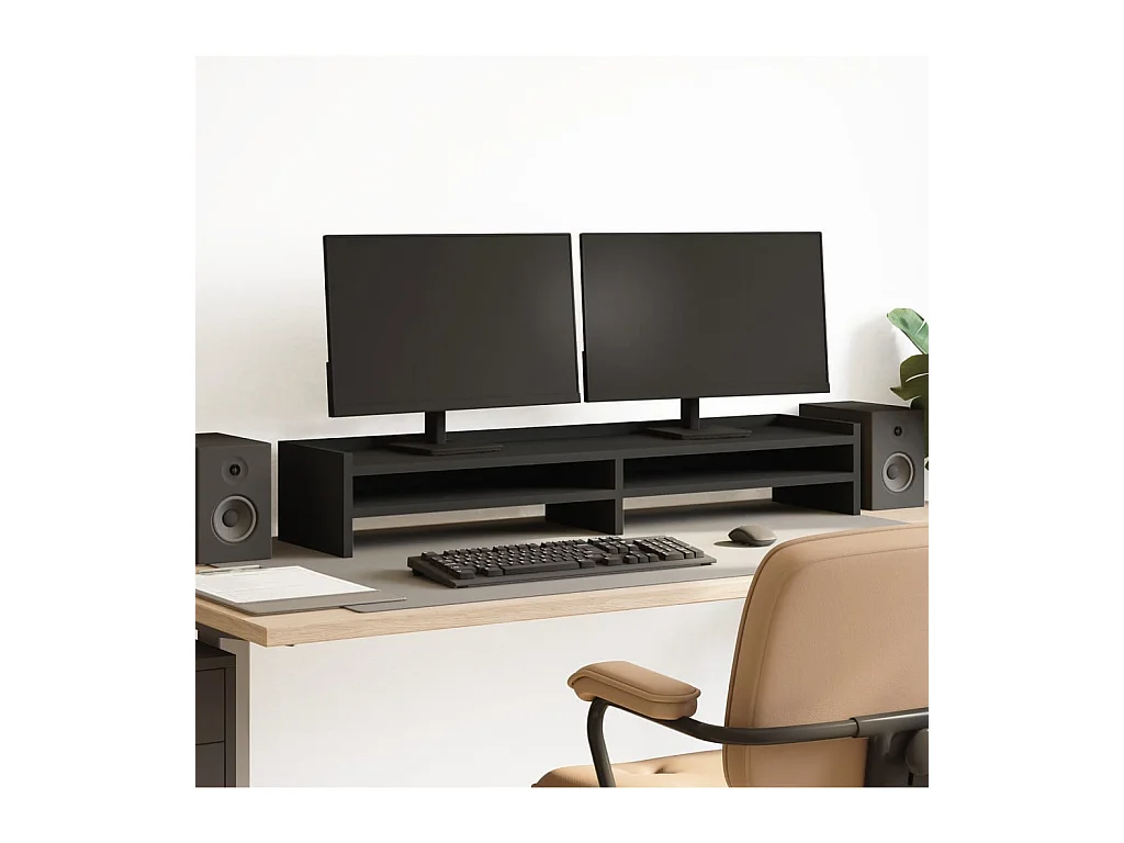 Suporte para monitor preto 100x24x16 cm madeira projetada