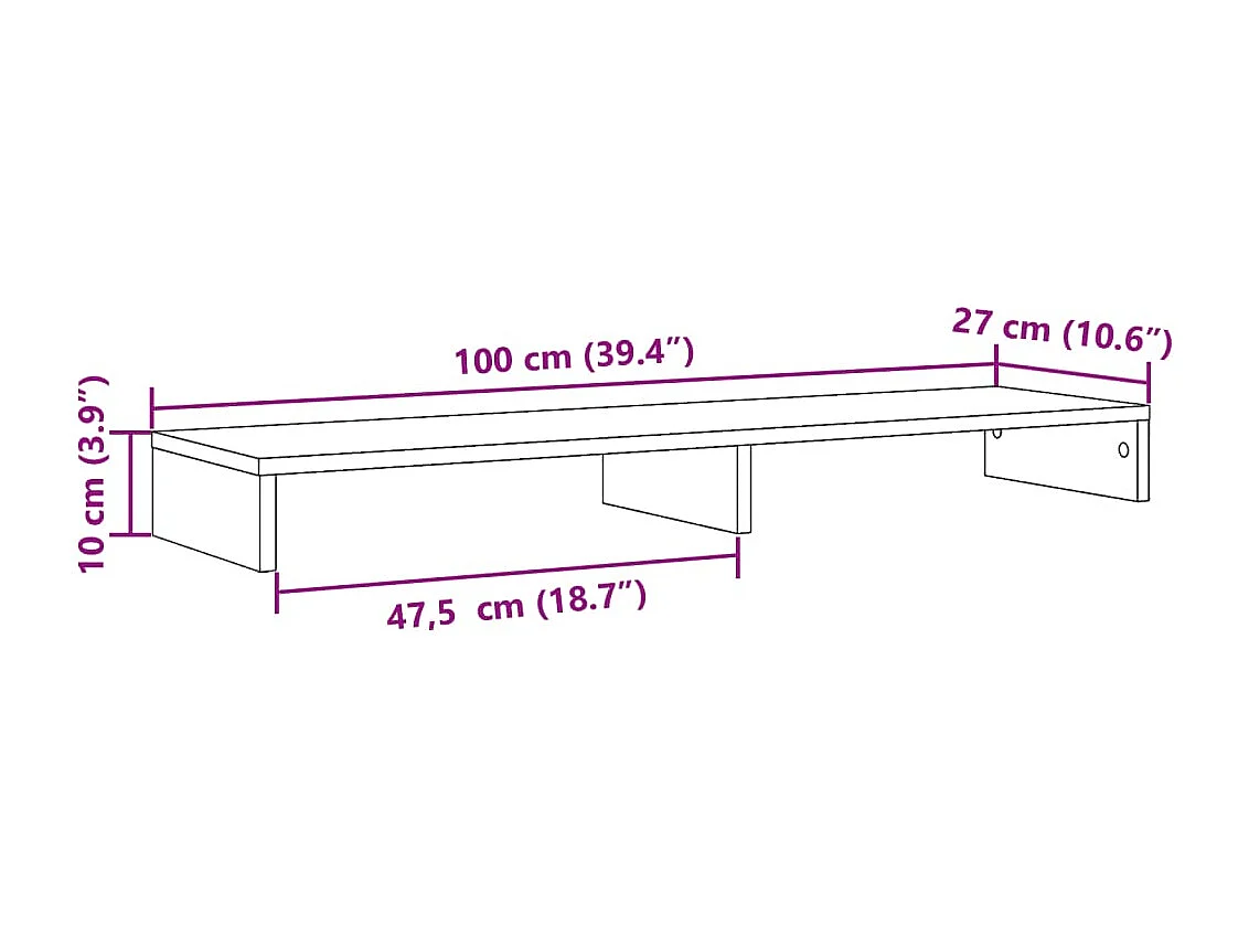 Support de moniteur chêne marron 100x27x10 cm bois d'ingénierie